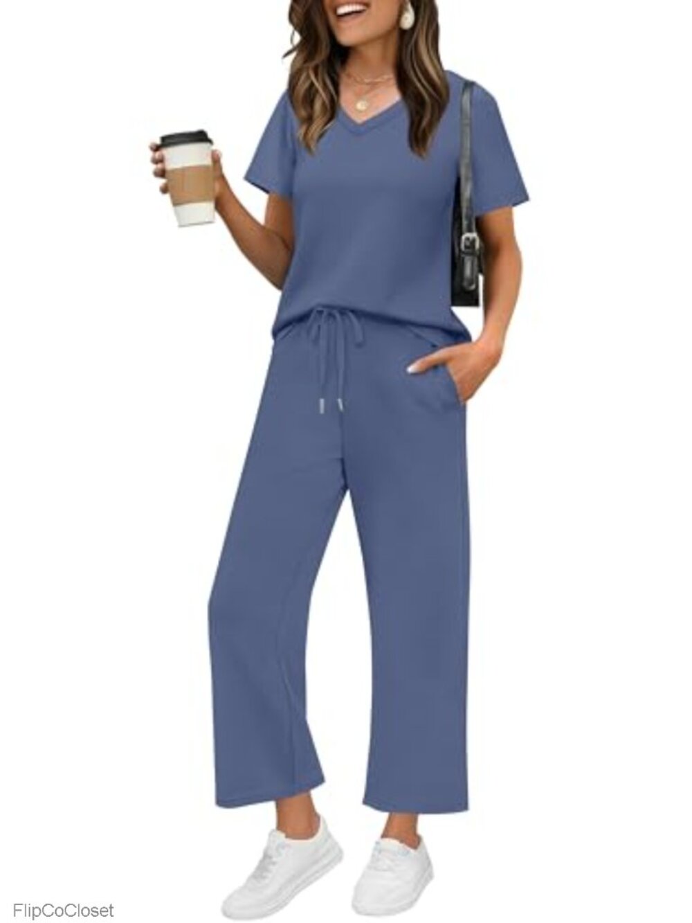 2 Piece Lounge Set Wide Leg Pants Matching Set Vacation Travel Outfits